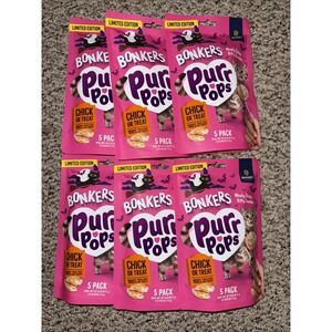 Bonkers Purr Pops Freeze Dried Cat Treat Popsicles - 6 Bags - 30 Treats - NEW‎